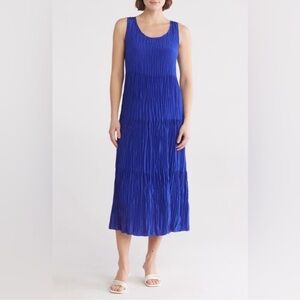 Eileen Fisher Crushed Silk Tiered Dress - Violet Blue